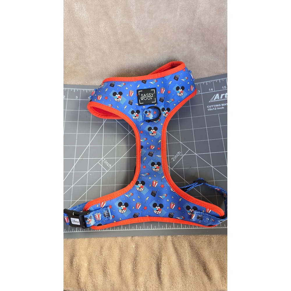 Sassy Woof Disney Mickey Mouse Movie Night Dog Harness Blue Red Large